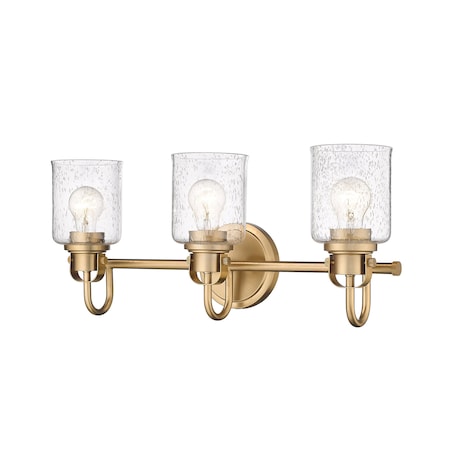 Z-Lite Kinsley 3 Light Vanity, Heirloom Gold And Clear Seeded 340-3V-HG